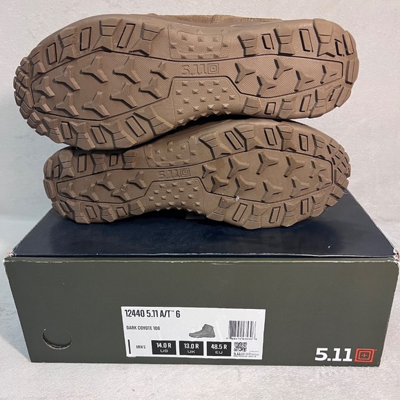 5.11 Tactical A/T 6-Inch Non-Zip Boots, Style 12440 Dark Coyote Size 14.0 R - Picture 5 of 9